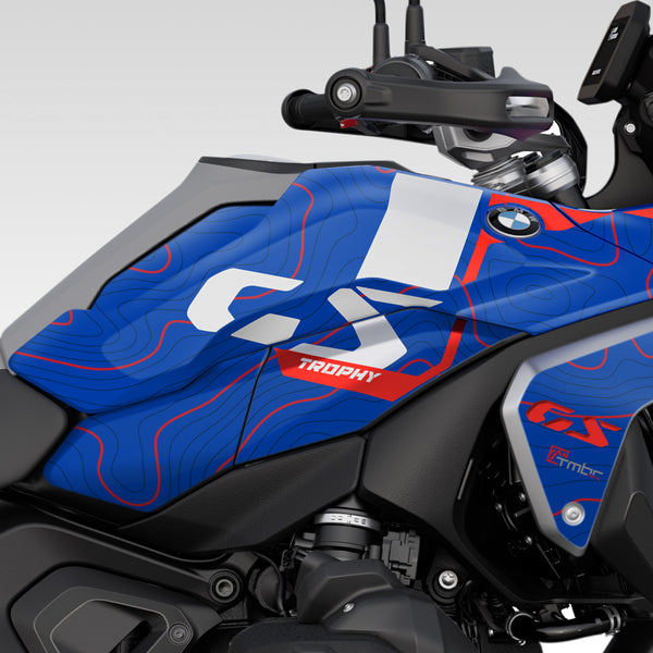 GRAPHICS KIT - 2024+ BMW R1300GS - TROPHY BLUE TOPO - TMBR MOTO