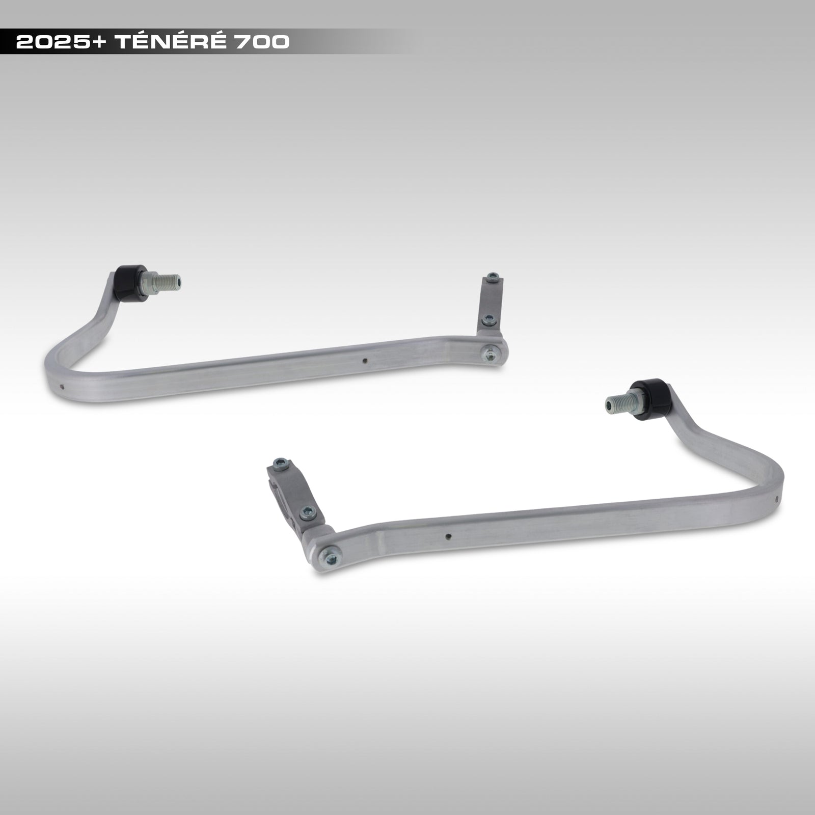 Barkbusters handguard backbones and hardware kit for the 2025+ Tenere 700 on a light gray background.