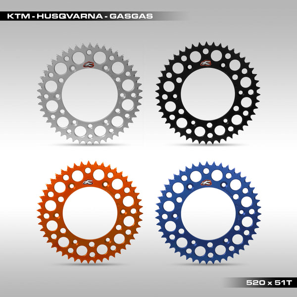 RENTHAL - ALUMINUM REAR SPROCKET - 520 - 51T - KTM, HUSQVARNA