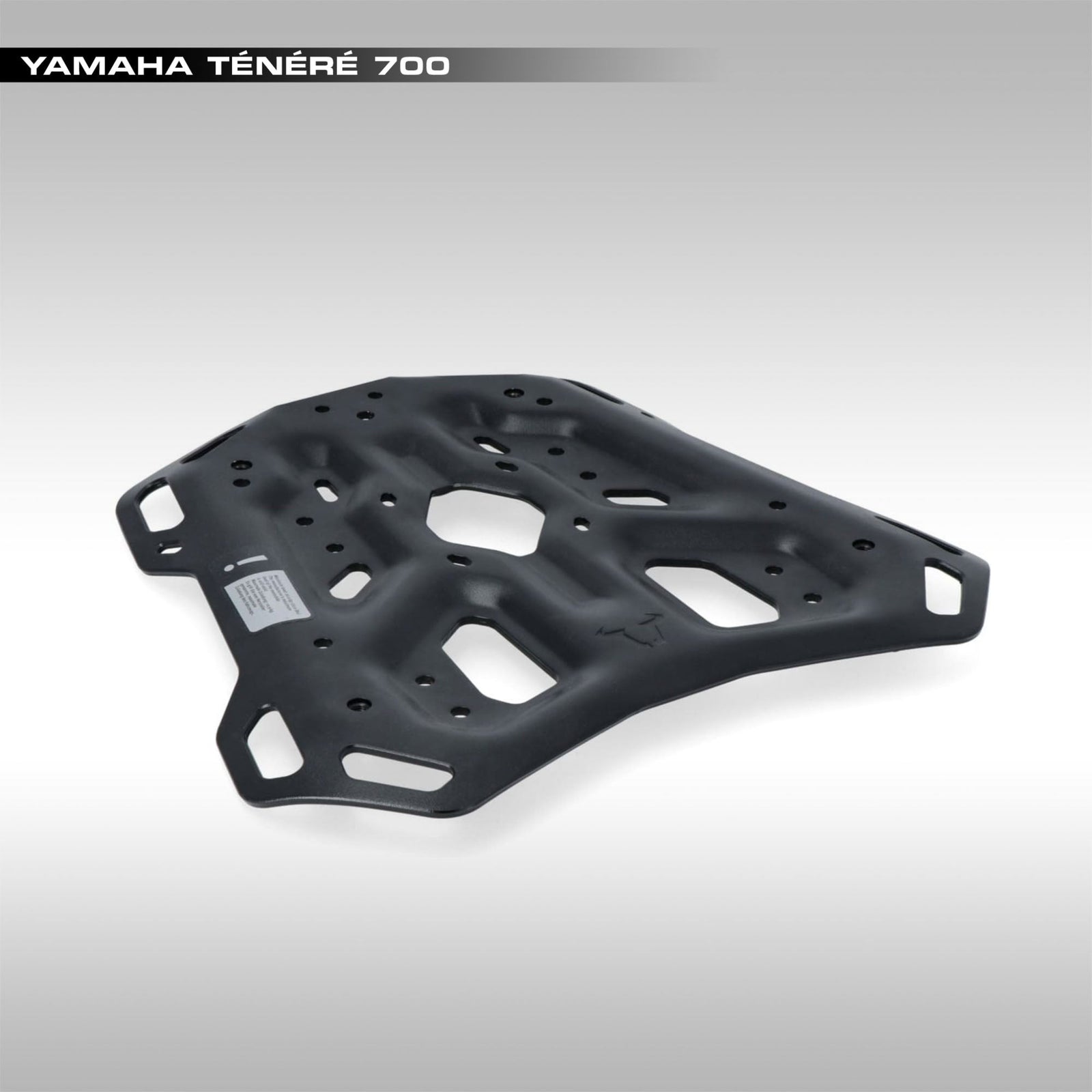 Black SW-Motech Adventure-Rack rear luggage rack that fits the Yamaha Tenere 700.