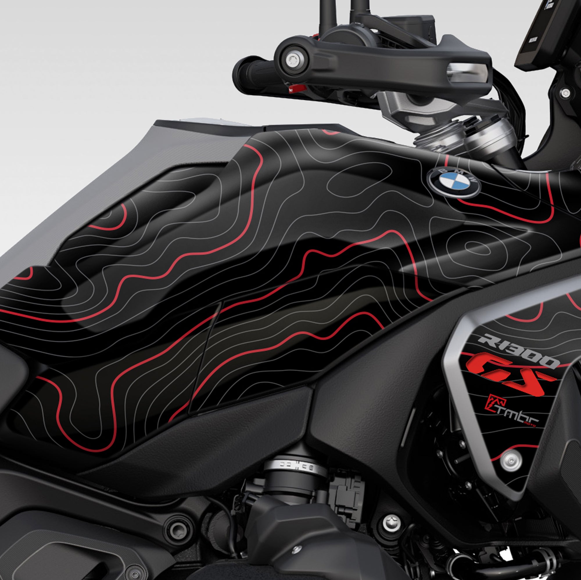 GRAPHICS KIT - 2024+ BMW R1300GS - MATTE BLACK TOPO - TMBR MOTO