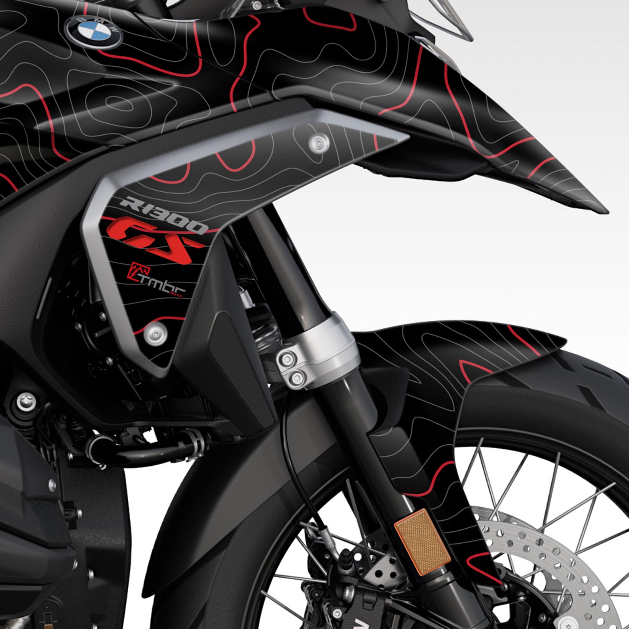 GRAPHICS KIT - 2024+ BMW R1300GS - MATTE BLACK TOPO - TMBR MOTO