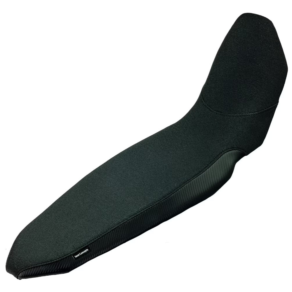Black motorcycle seat cover and foam kit for the 2025+ Tenere 700 on a white background