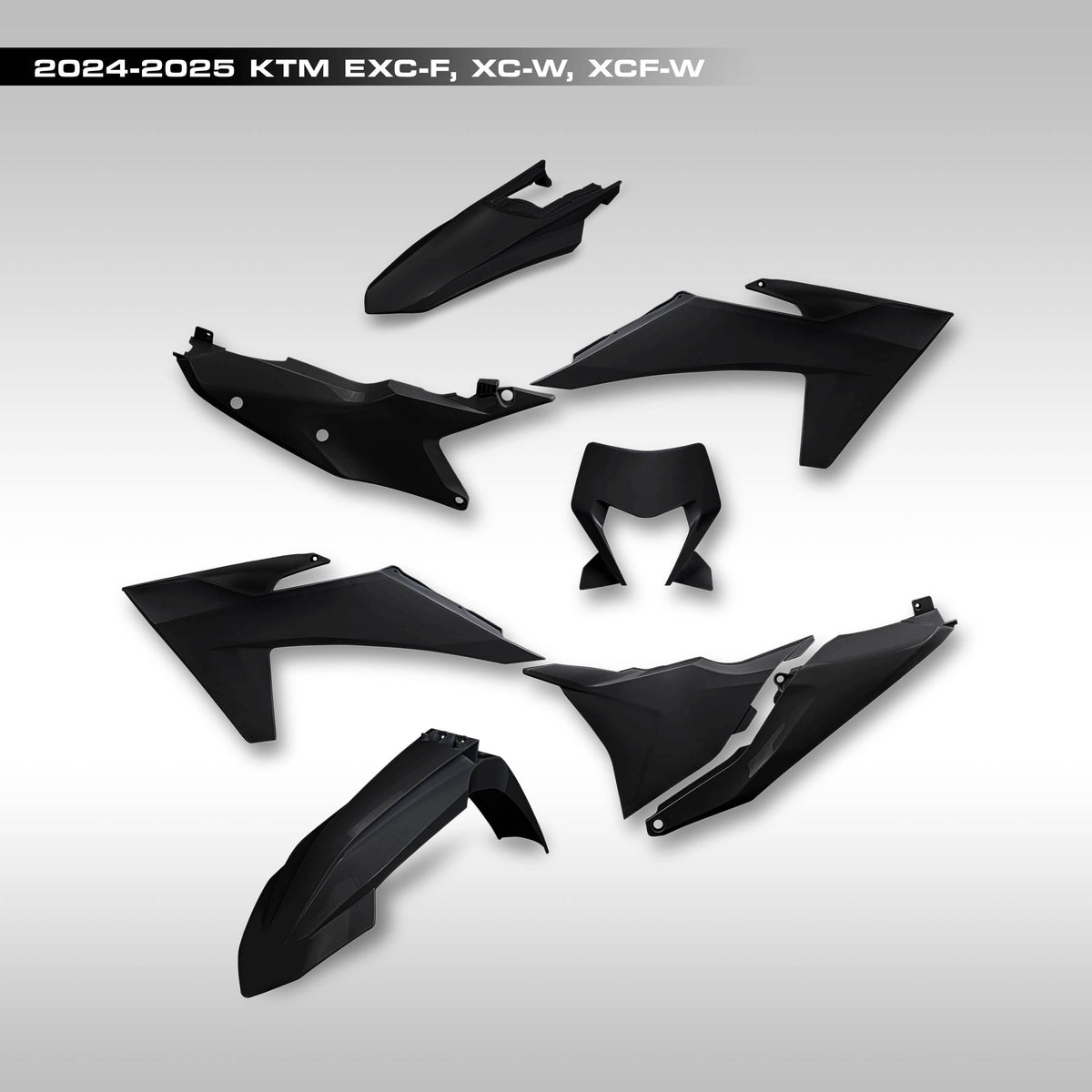 RTech Plastic Kit – 2024–2025 KTM EXC-F / XC-W / XCF-W – Black