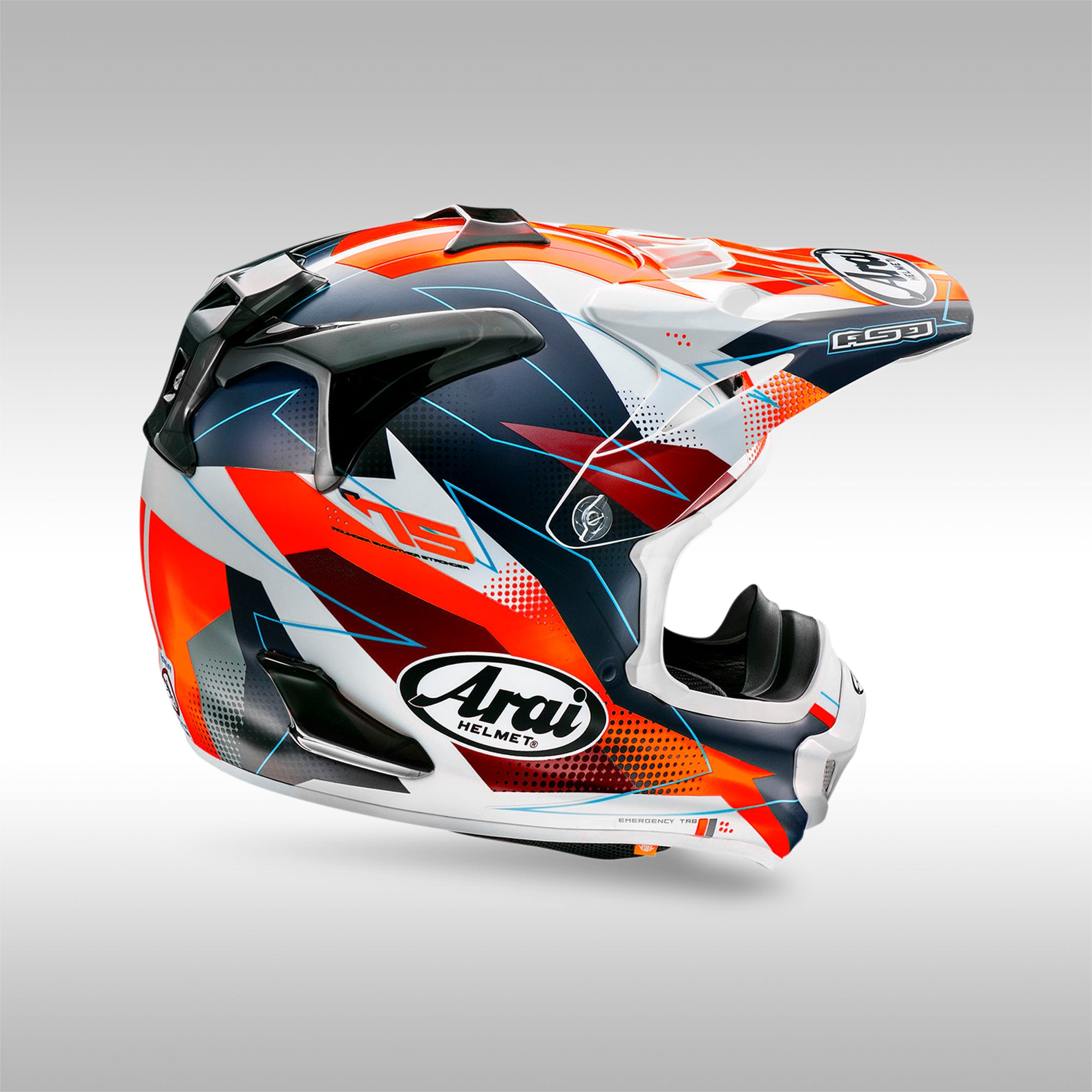 arai enduro helmets VX-Pro4 Fragment Helmet Yellow / XS mounted with plastic screws designed to break on impact Arai VX-Pro4 Helmet - Stream