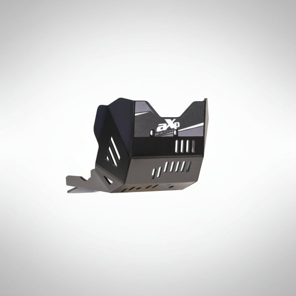Black AXP Racing 8mm HDPE adventure skid plate installed on a Kove 800X Rally motorcycle.