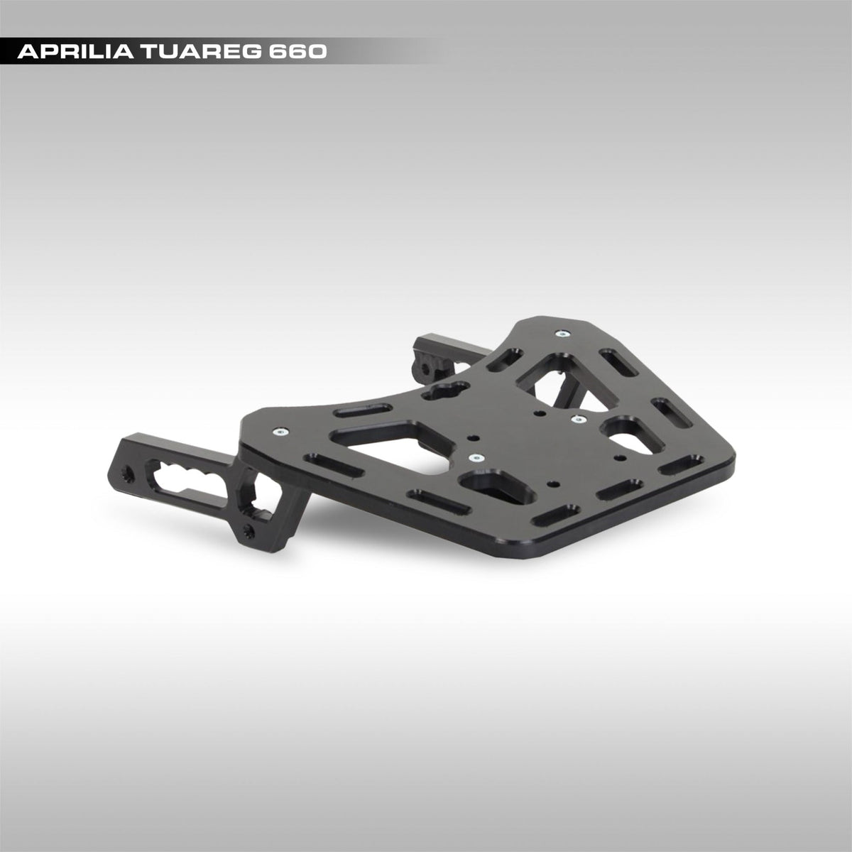 AXP Racing HDPE rear cargo rack installed on an Aprilia Tuareg 660.