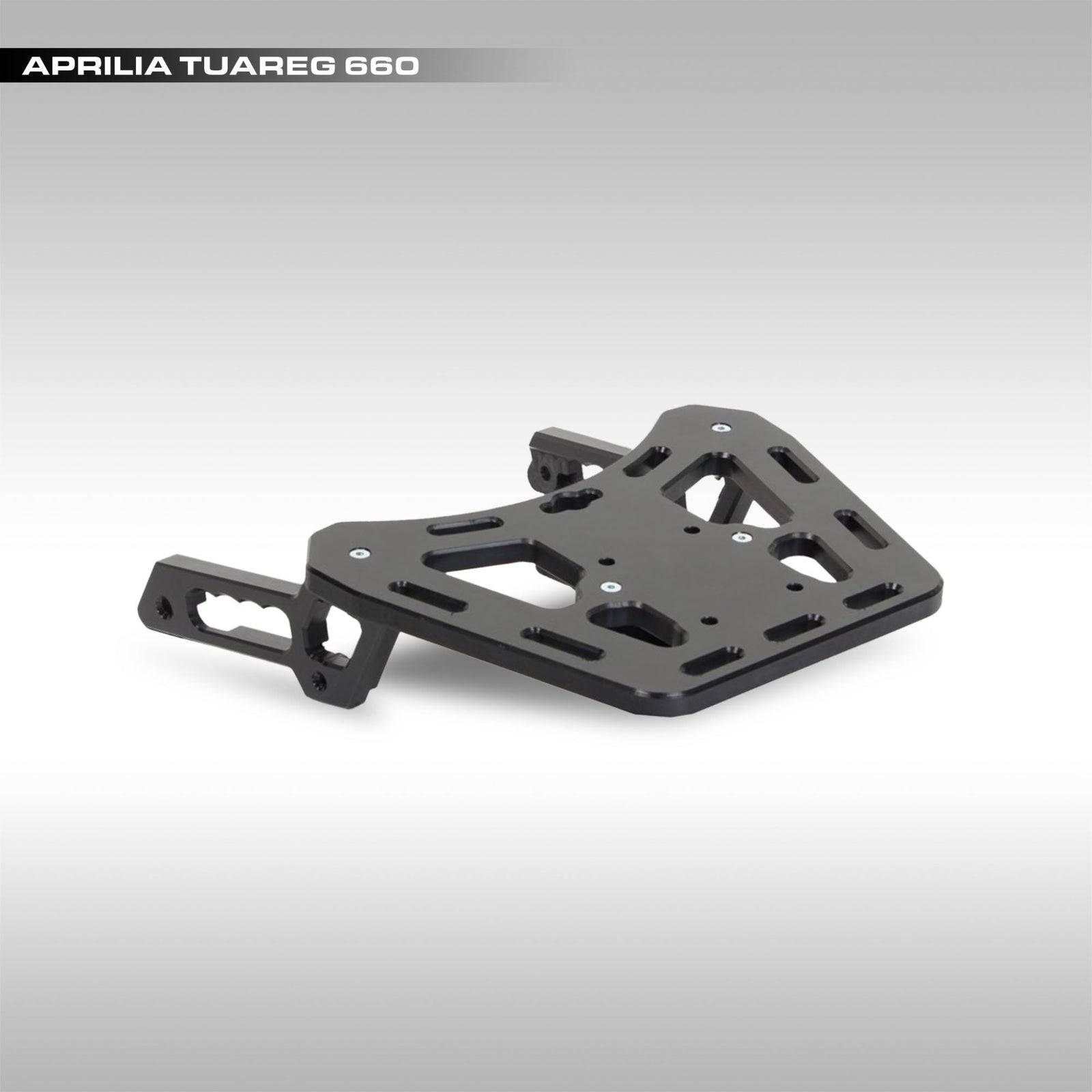 AXP Racing HDPE rear cargo rack installed on an Aprilia Tuareg 660.