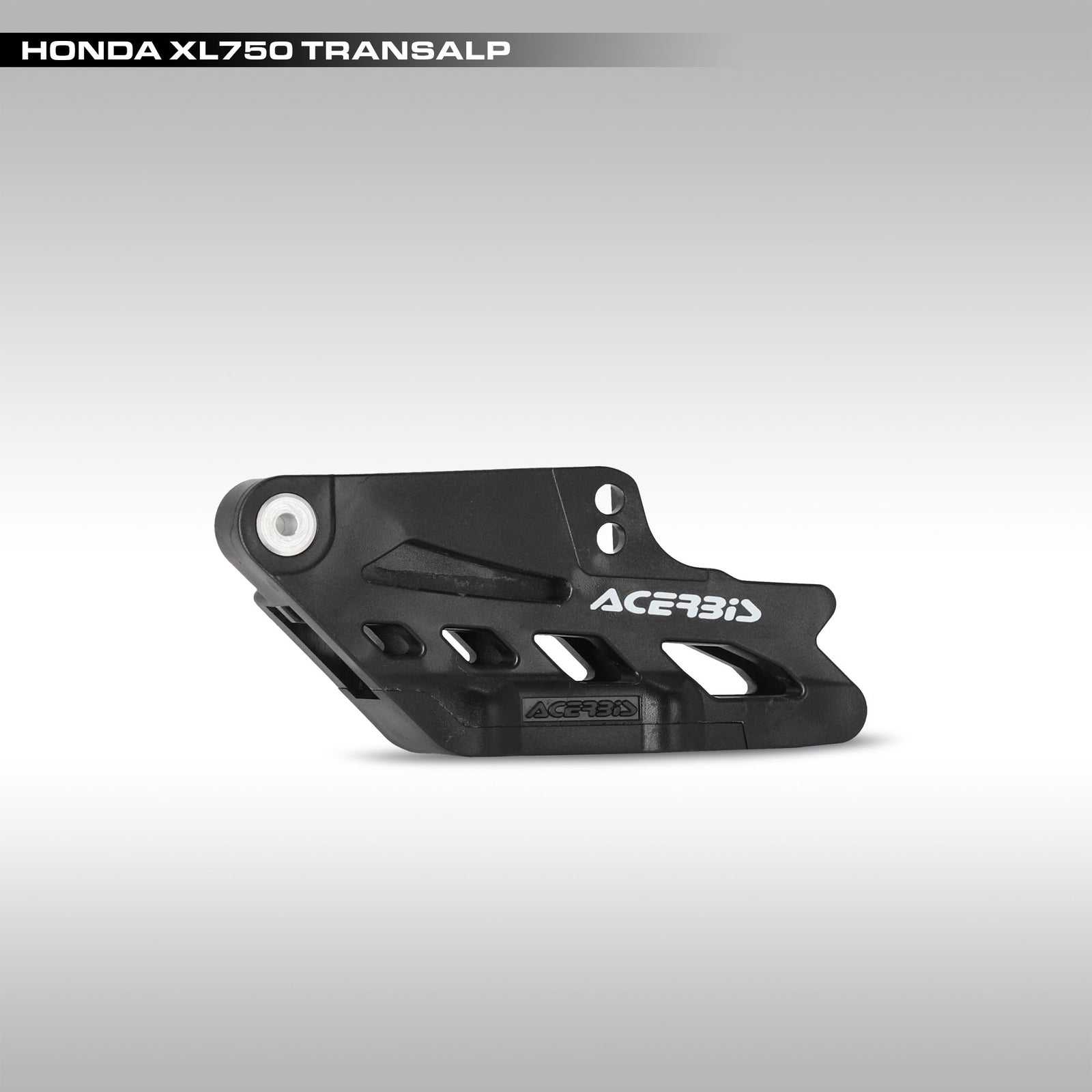A black Acerbis chain guide for the Honda XL750 Transalp motorcycle.