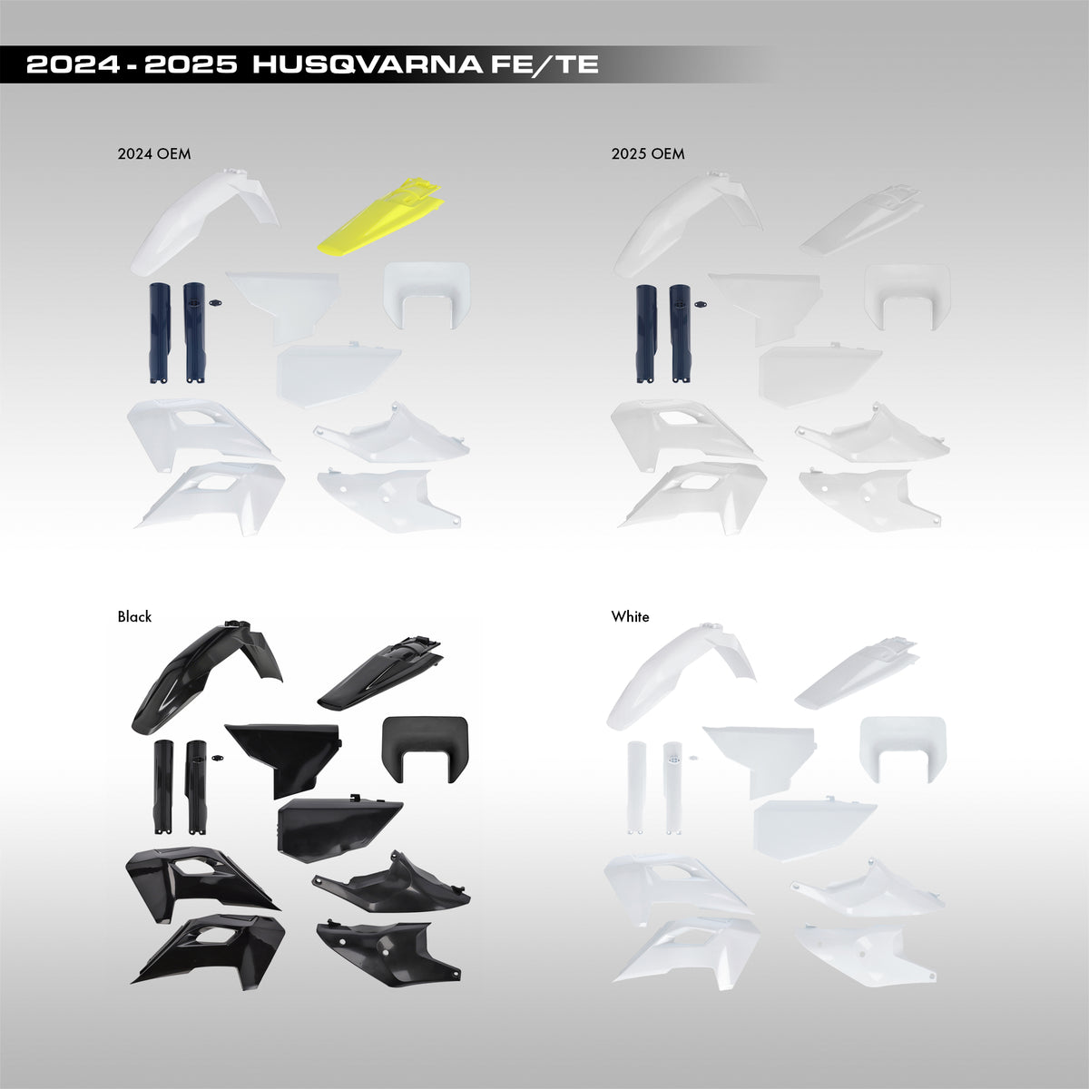 2024-2025 Husqvarna FE/TE plastic parts on a white background