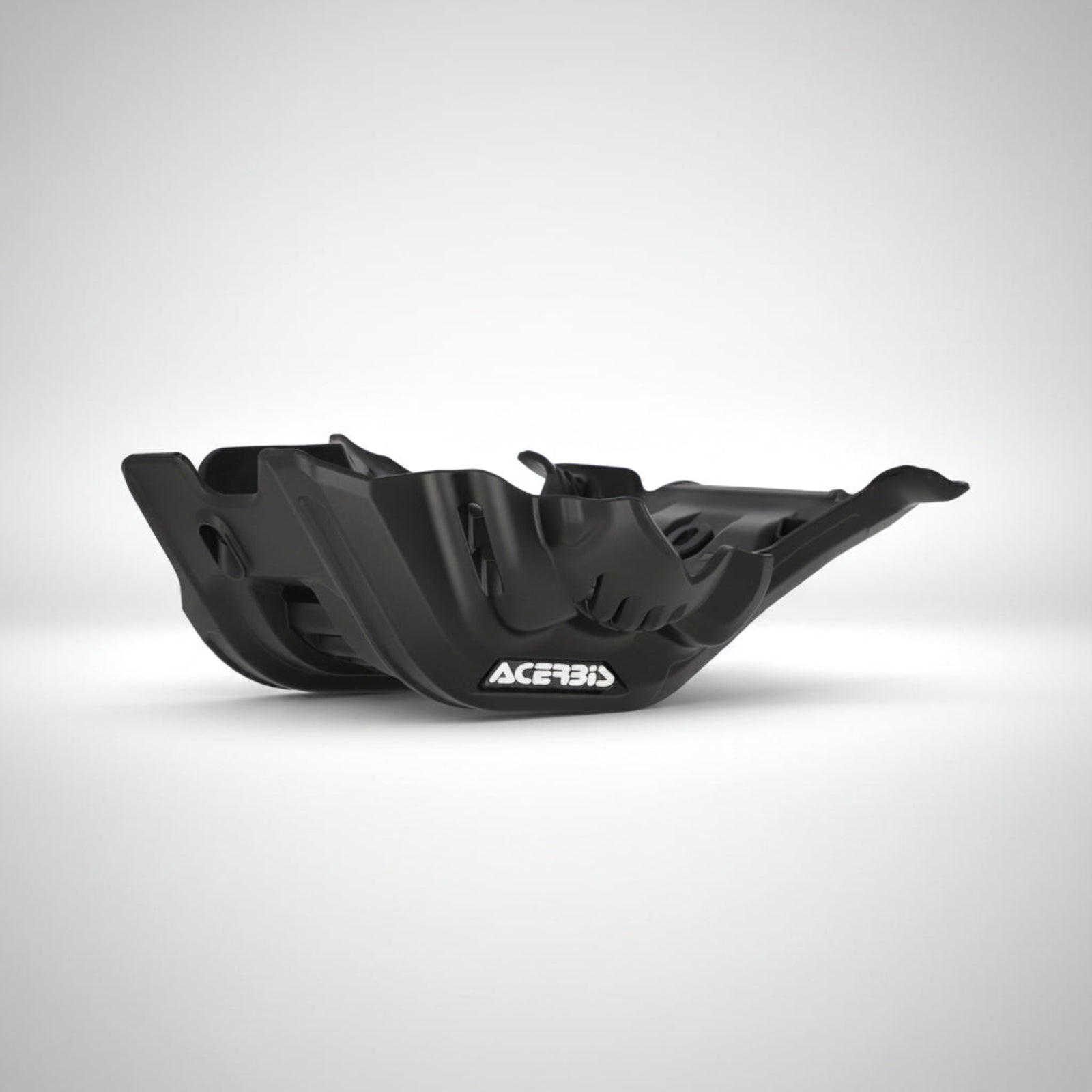 Acerbis polymer skid plate with integrated linkage guard installed on a 2025 Beta dirt bike.