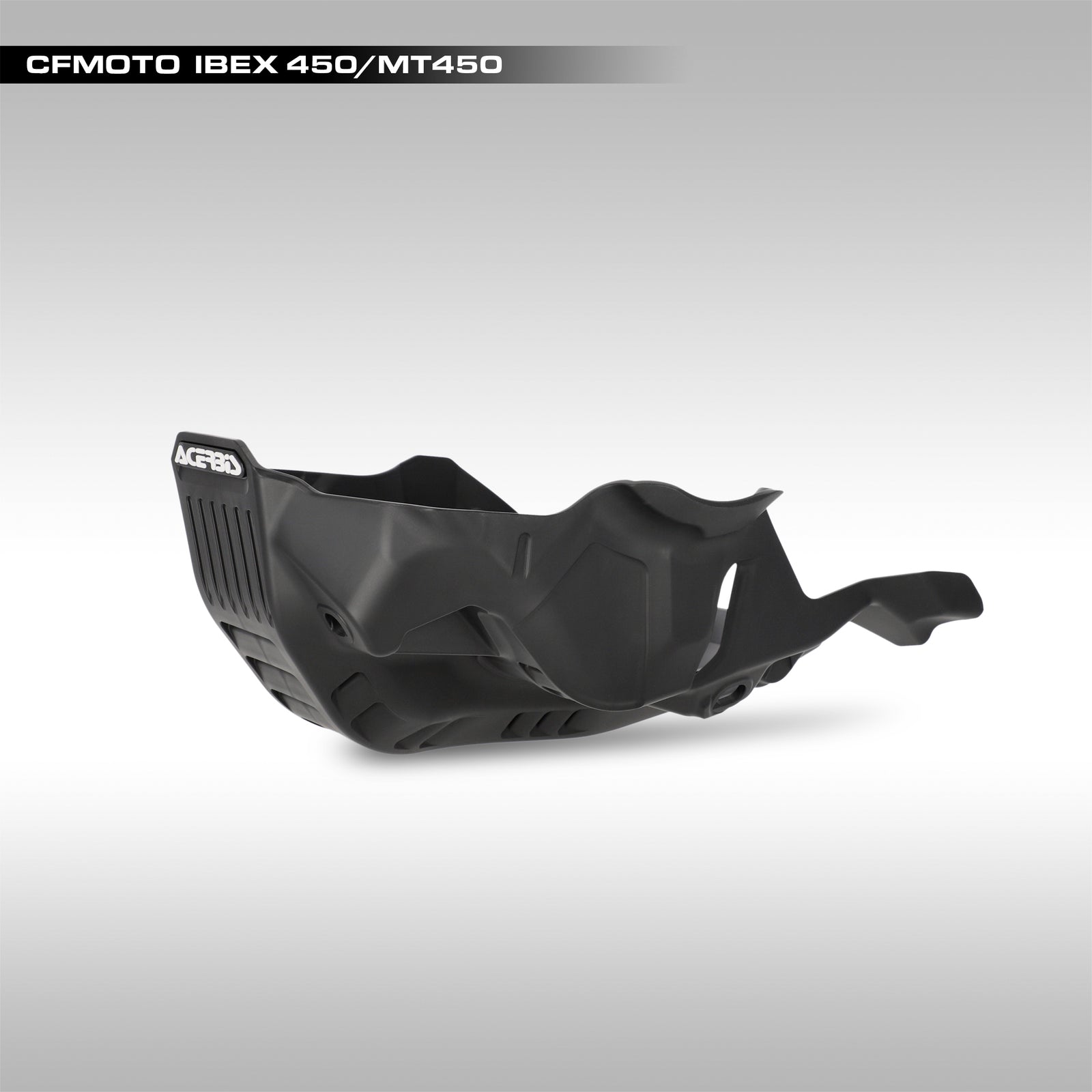 Close-up of a Acerbis skid plate for CFMOTO Ibex 450 / MT450