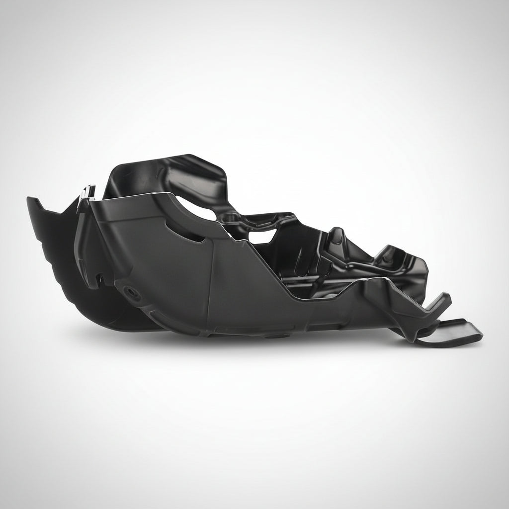 Black Acerbis skid plate for the Yamaha Tenere 700 on a gray background