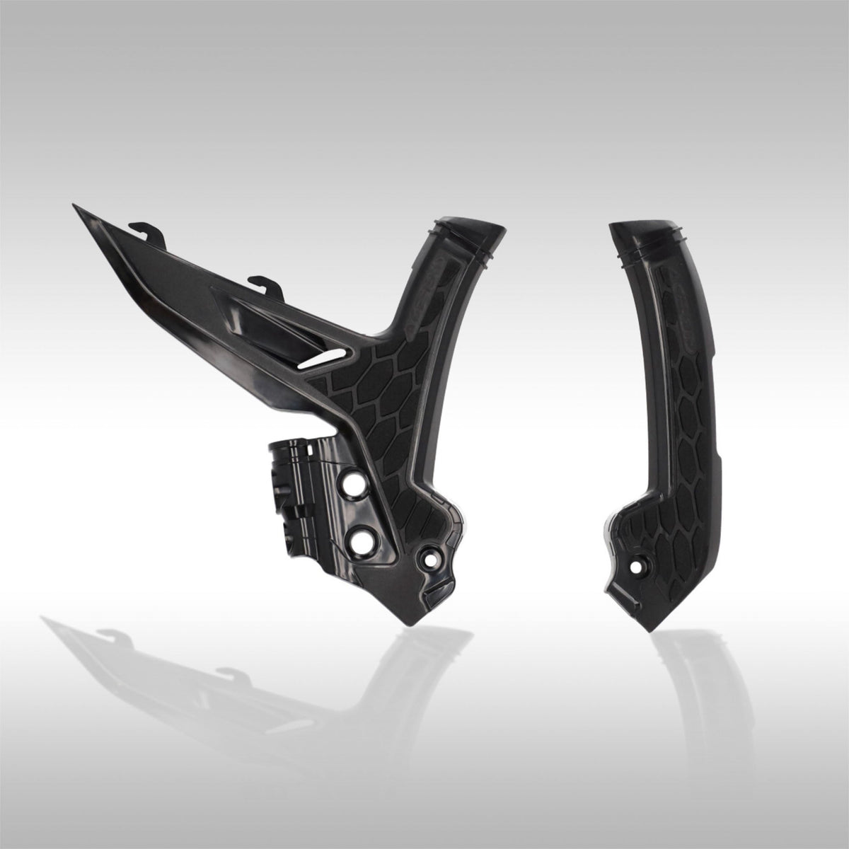 Acerbis X-Grip frame guards showing the rubberized grip panels for 2023-2026 KTM dirt bikes.