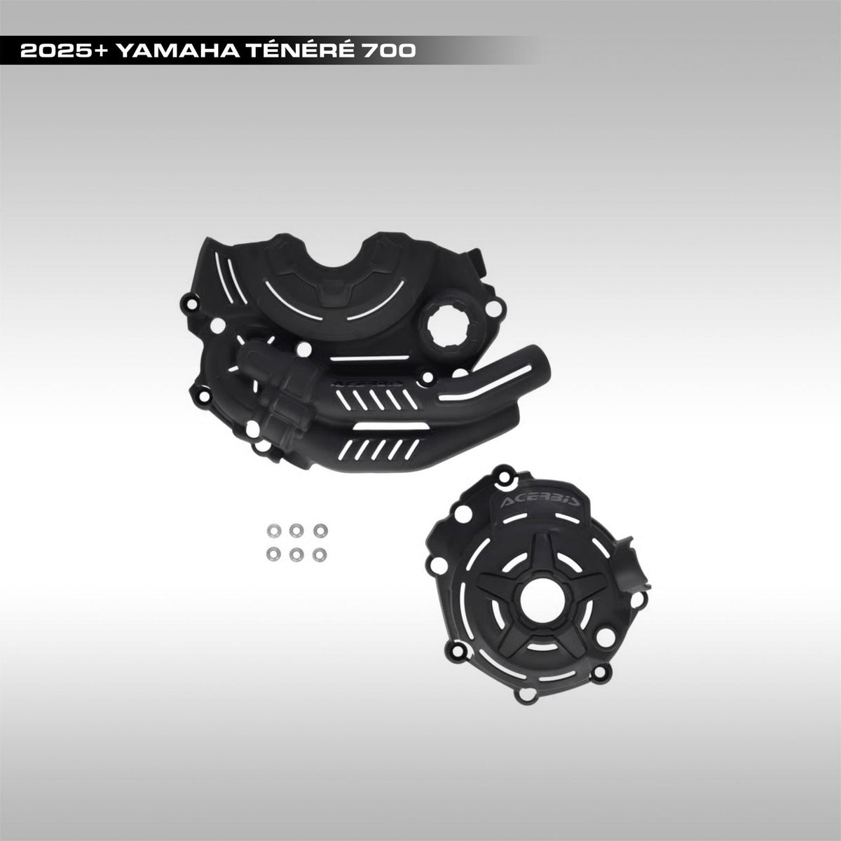 Acerbis 2988020001 X-Power black polymer engine case guards for the Yamaha Tenere 700.