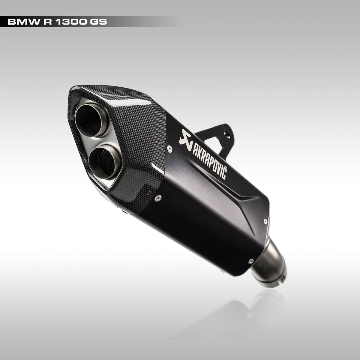 Akrapovic titanium slip-on exhaust muffler with carbon fiber end cap for the BMW R 1300 GS.