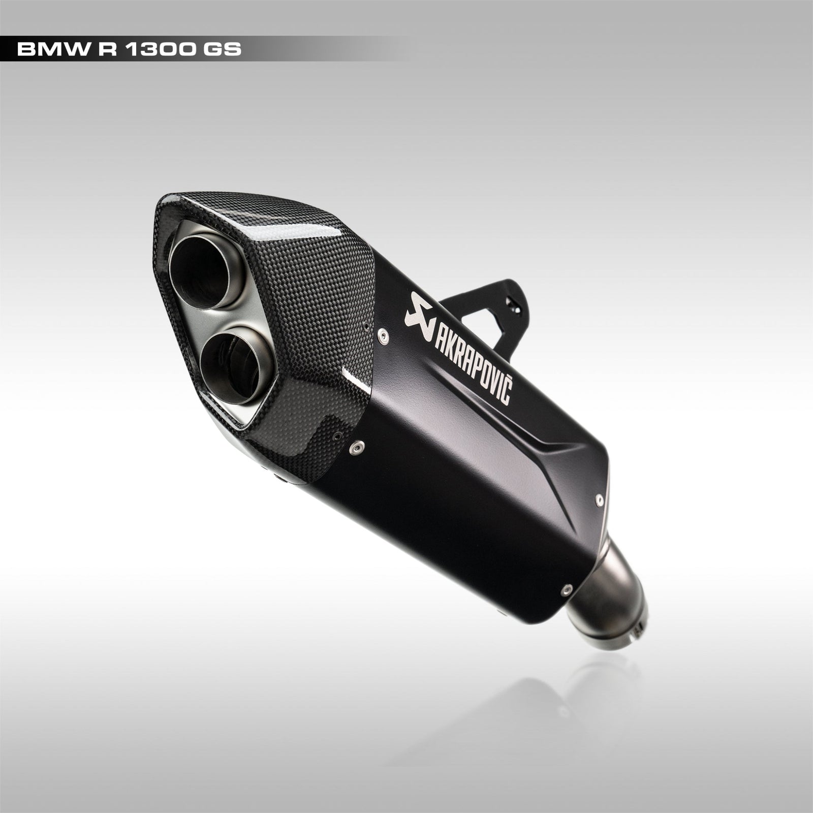 Akrapovic titanium slip-on exhaust muffler with carbon fiber end cap for the BMW R 1300 GS.