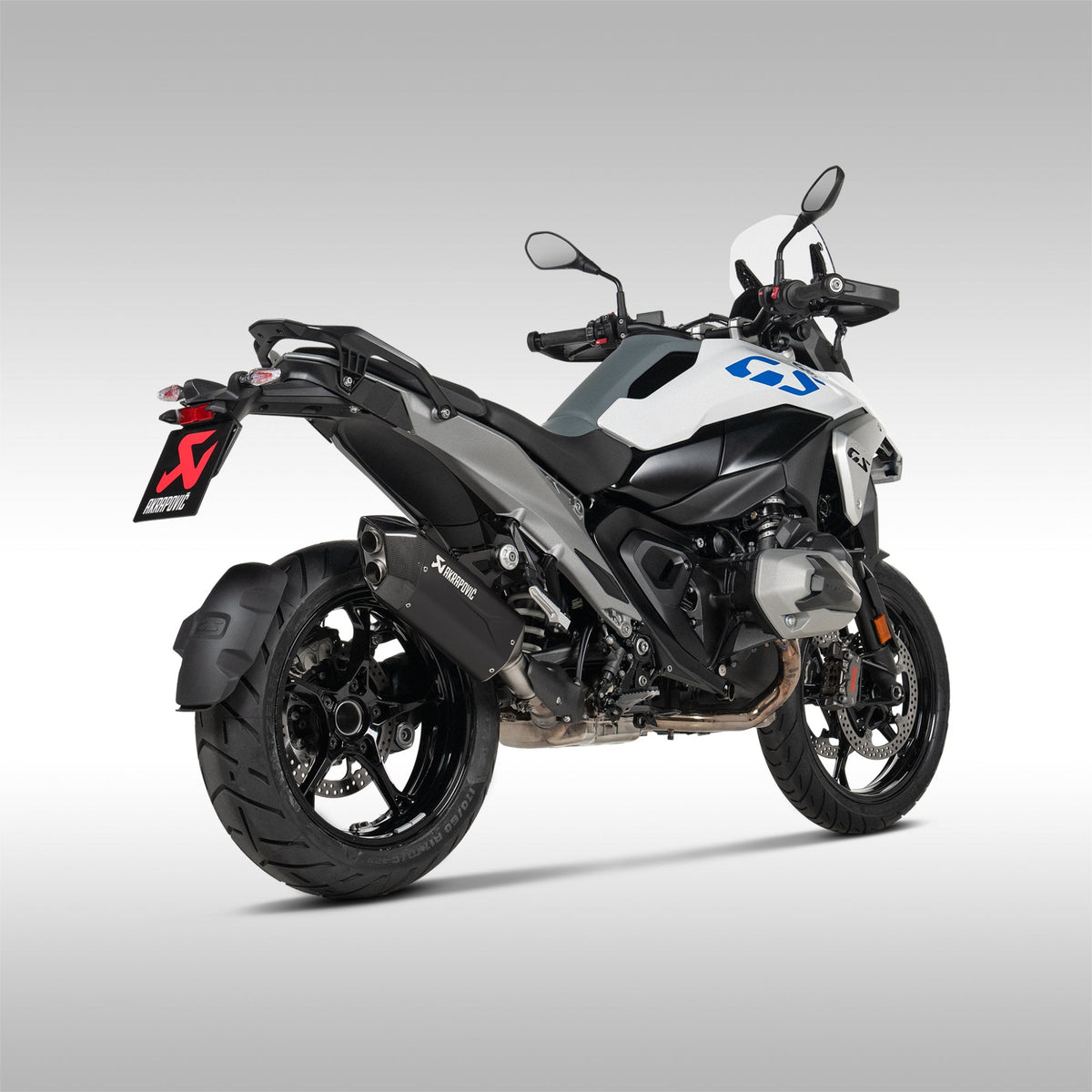 Akrapovic titanium slip-on exhaust muffler with carbon fiber end cap for the BMW R 1300 GS.