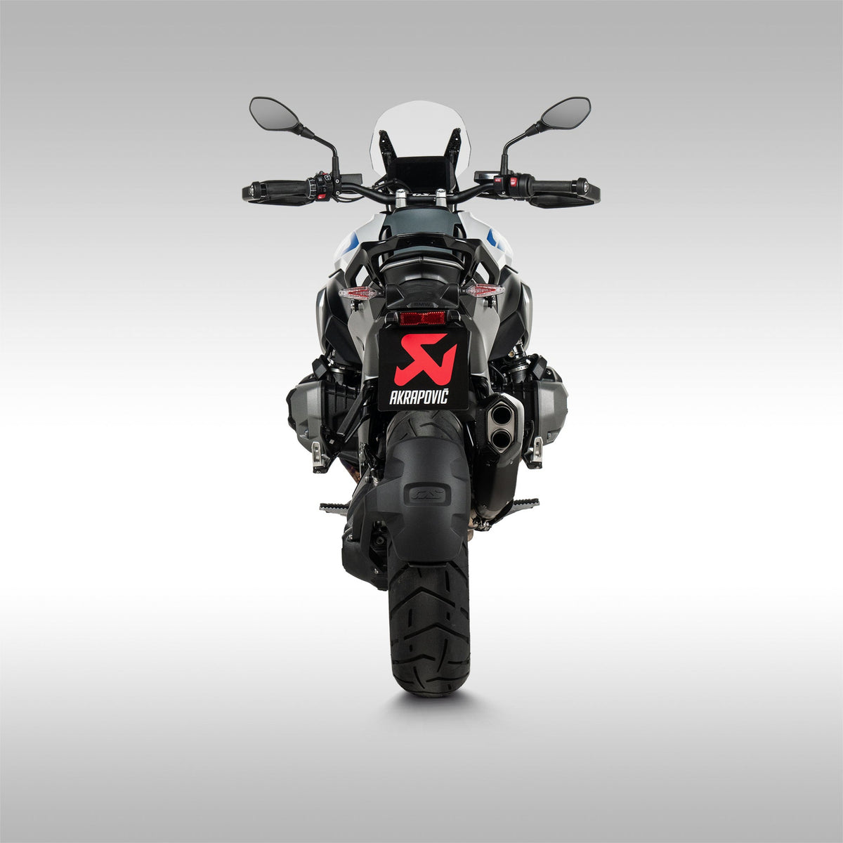 Akrapovic titanium slip-on exhaust muffler with carbon fiber end cap for the BMW R 1300 GS.