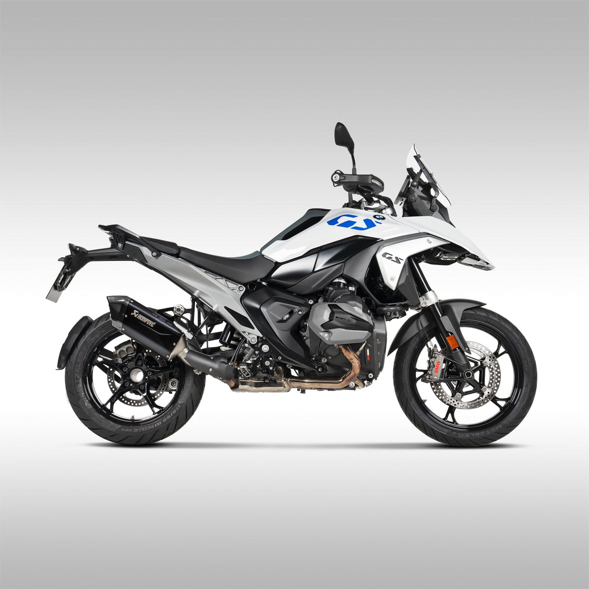 Akrapovic titanium slip-on exhaust muffler with carbon fiber end cap for the BMW R 1300 GS.