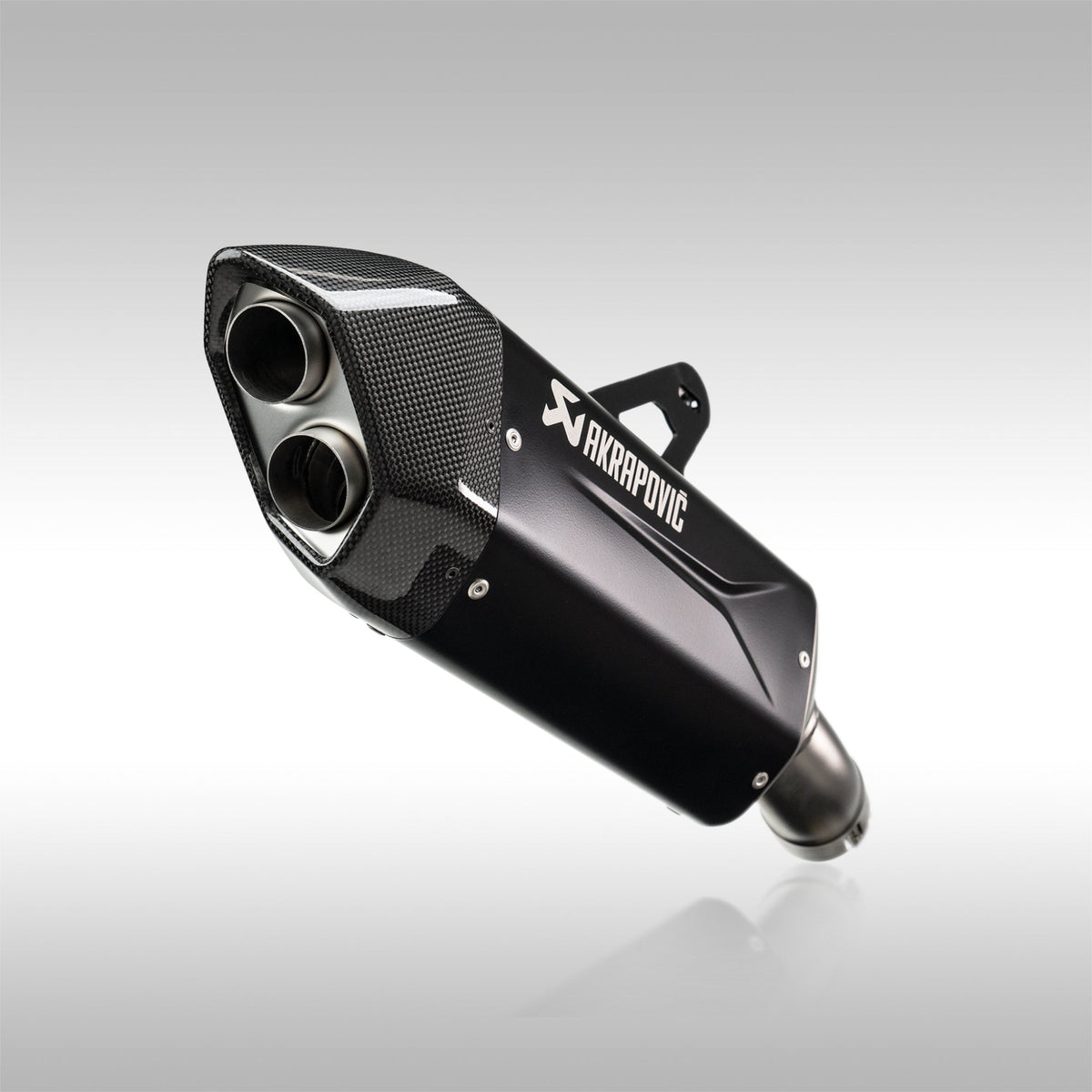 Akrapovic titanium slip-on exhaust muffler with carbon fiber end cap for the BMW R 1300 GS.