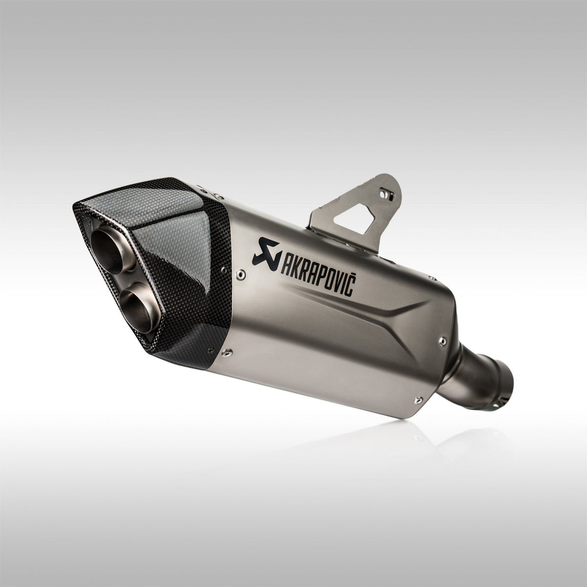 Akrapovic titanium slip-on exhaust muffler with carbon fiber end cap for the BMW R 1300 GS.