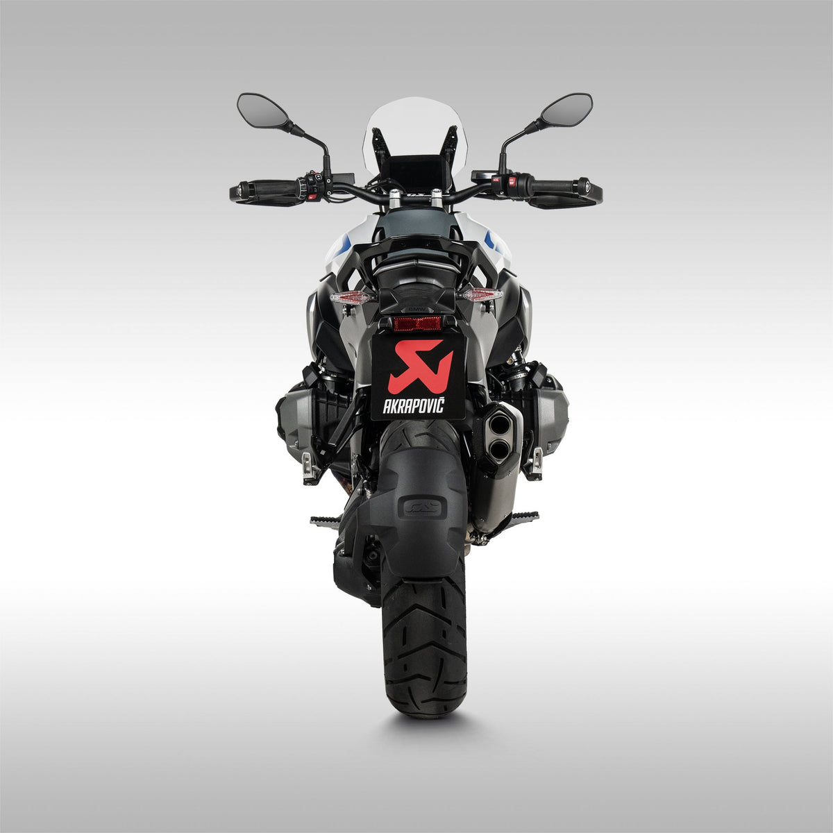 Akrapovic titanium slip-on exhaust muffler with carbon fiber end cap for the BMW R 1300 GS.