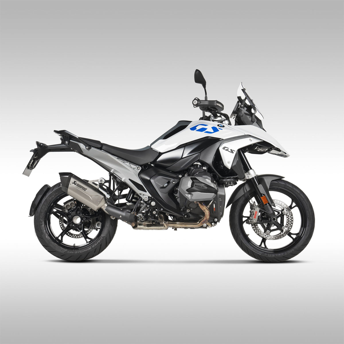 Akrapovic titanium slip-on exhaust muffler with carbon fiber end cap for the BMW R 1300 GS.