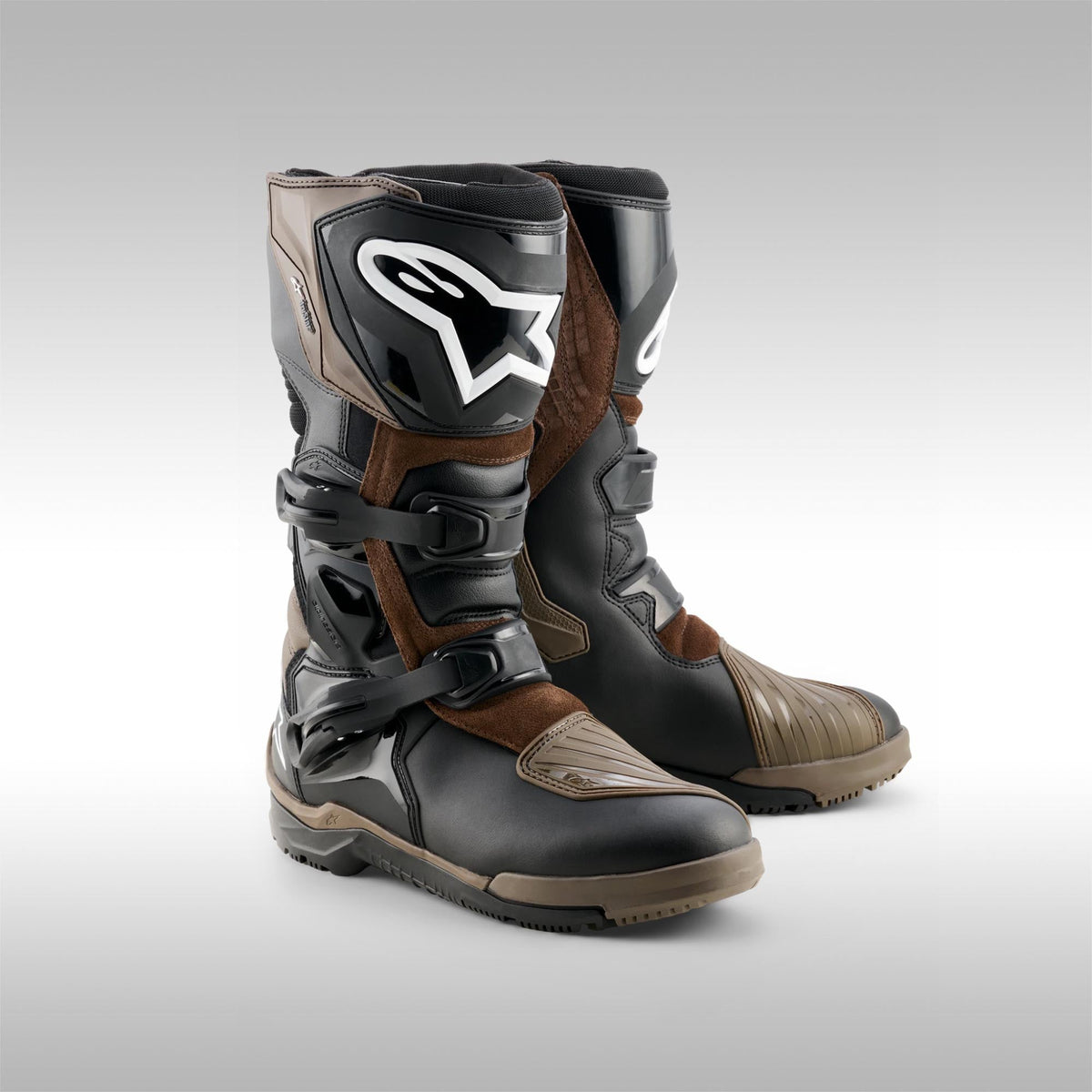 Alpinestars Corozal V2 Adventure Drystar Motorcycle Boots brown pair.