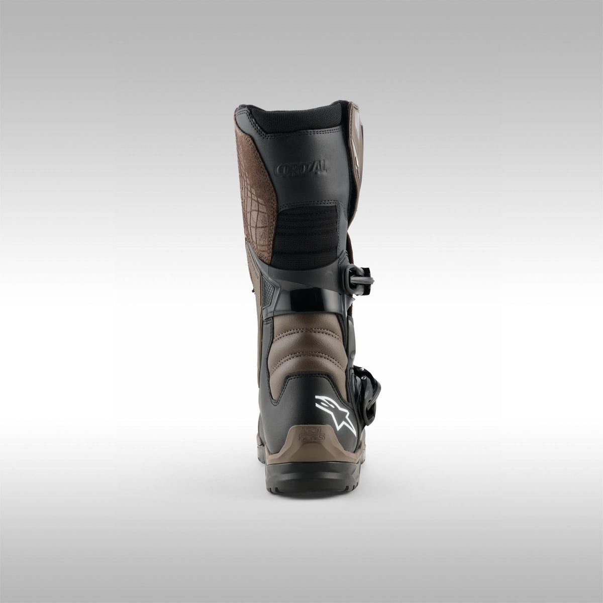 Alpinestars Corozal V2 Adventure Drystar Motorcycle Boots brown heel. 