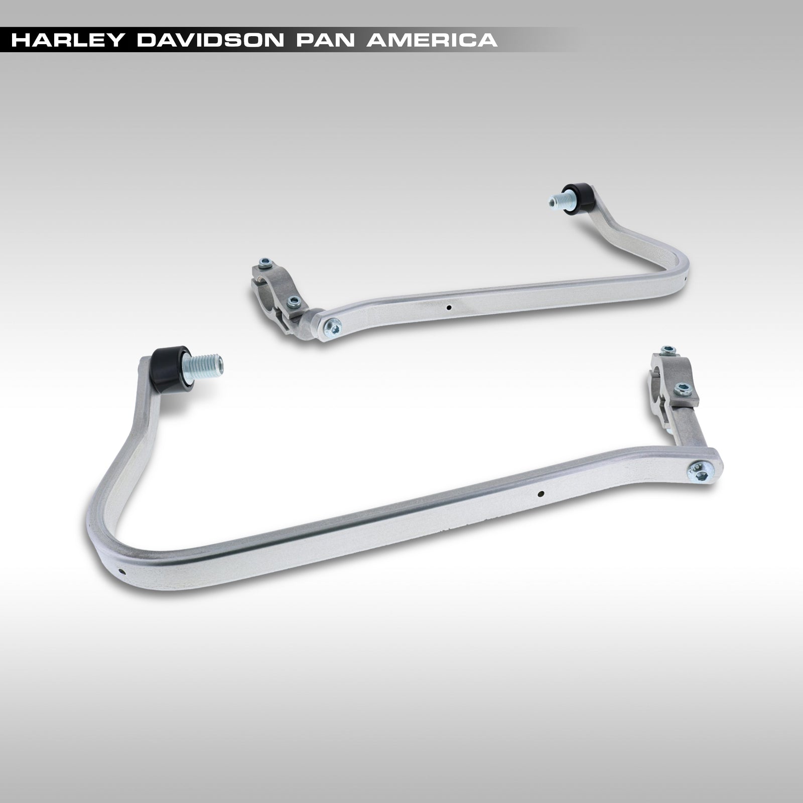 Left and right motorcycle hand guards on a gray background for Harley Davidson Pan America