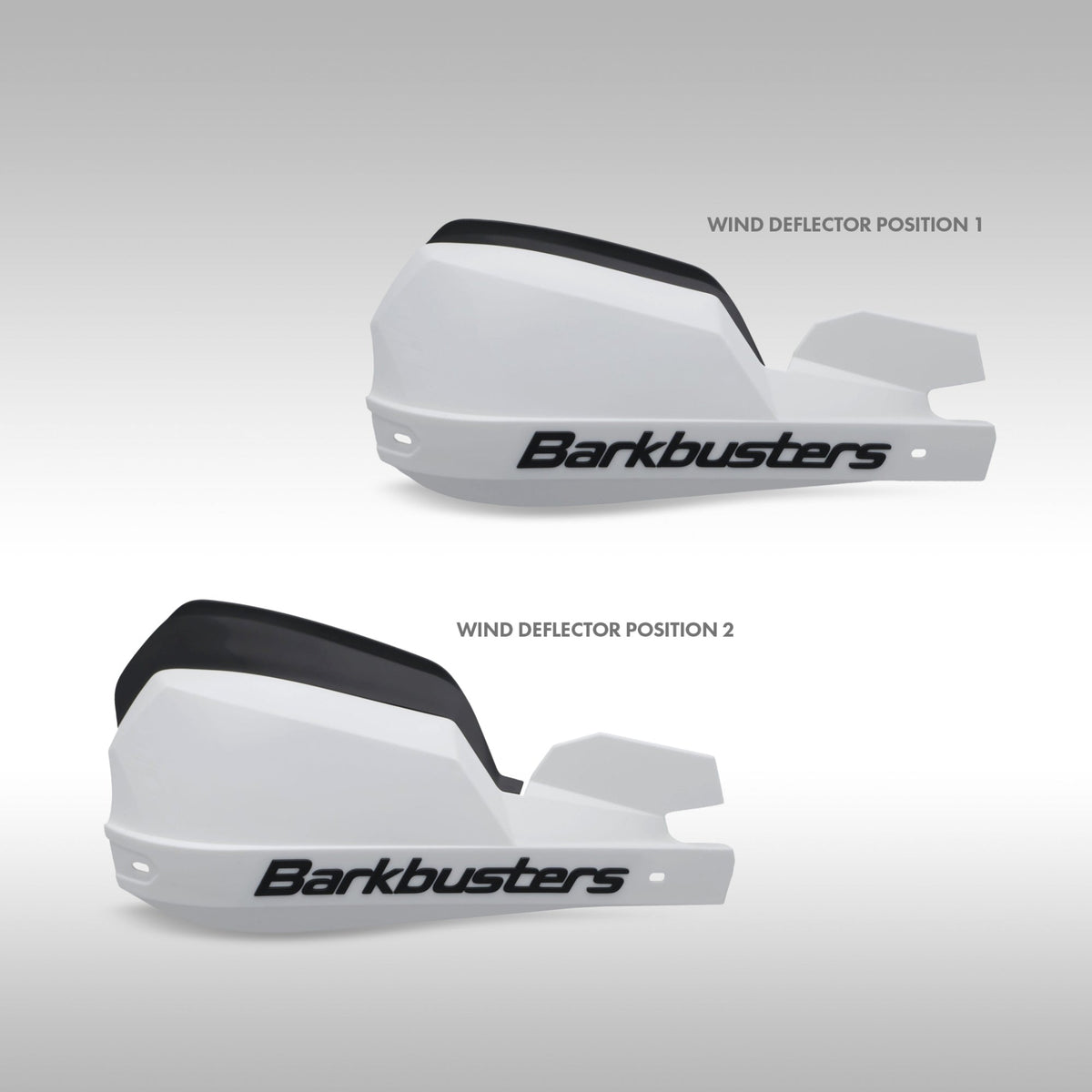 Two wind deflector positions shown on white VPS 2.0 for reference on a gray background