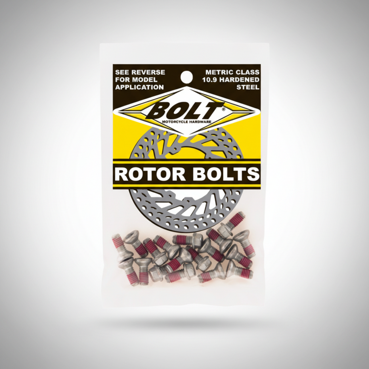 Bolt Motorcycle Hardware SRTR125250 brake rotor bolt kit featuring pre-applied threadlocker.