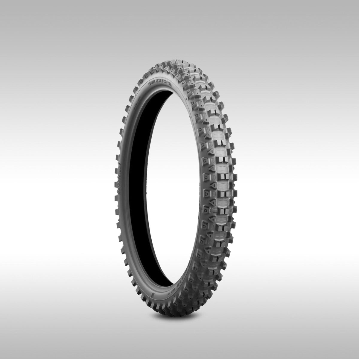 Bridgestone Battlecross E50 DOT approved enduro motorcycle tires showing the Castle Block tread pattern.