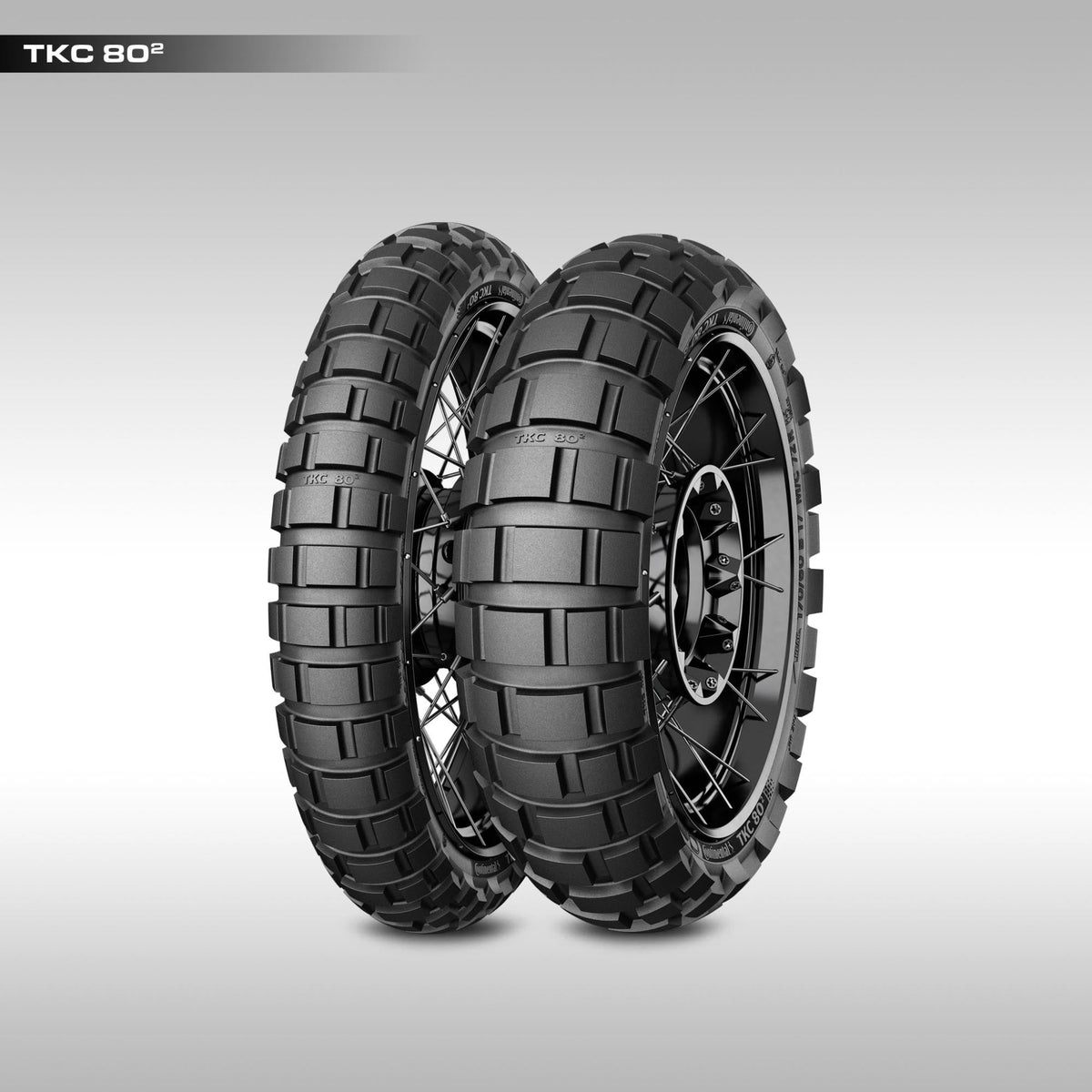 Continental TKC 80² Second Generation Adventure Tire showing new staggered tread pattern.