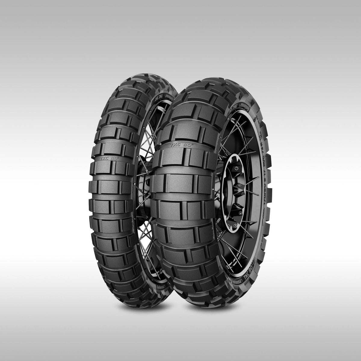 Continental TKC 80² Second Generation Adventure Tire showing new staggered tread pattern.