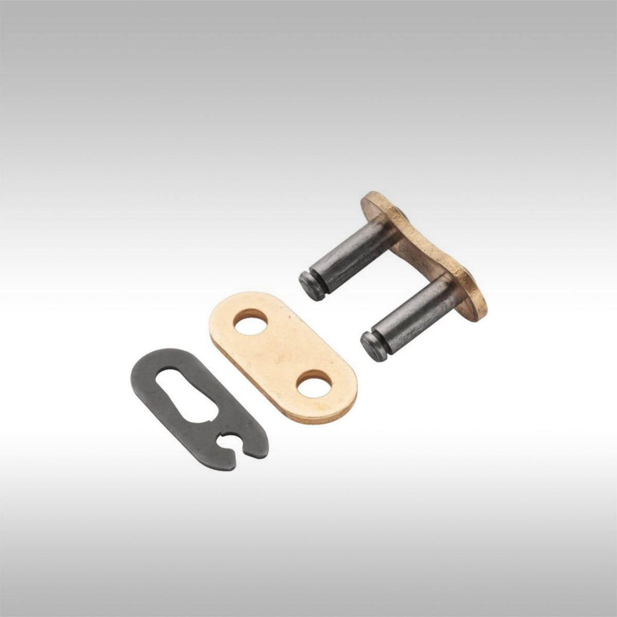 D.I.D 520DZ gold clip master link on a gray background