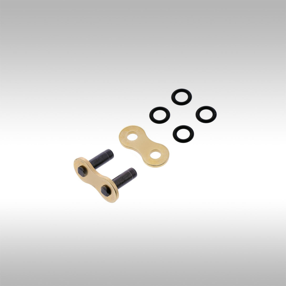 D.I.D 520DZ gold rivet master link on a gray background
