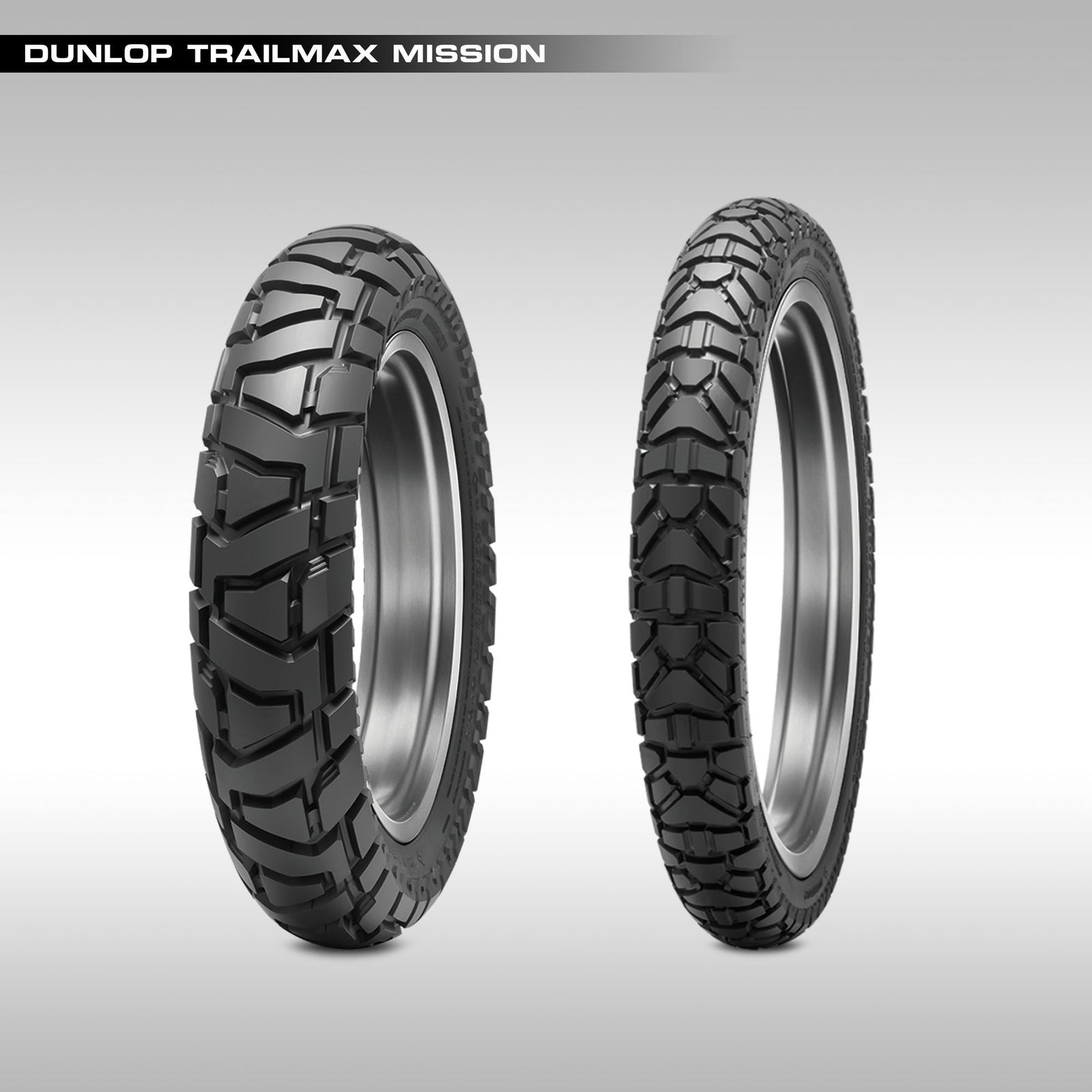 Dunlop Trailmax Mission motorcycle tires. Specifically designed for adventure bikes and can withstand high mileage trips. Available at TMBR MOTO