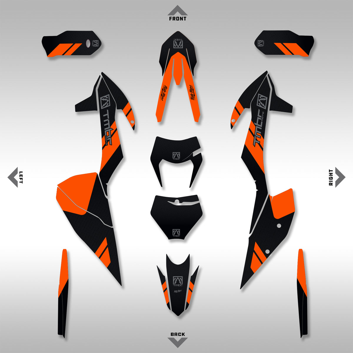 GRAPHICS KIT - 2020 - 2023 KTM EXC-F, XC, XCF-W, XC-W - ORANGE / BLACK