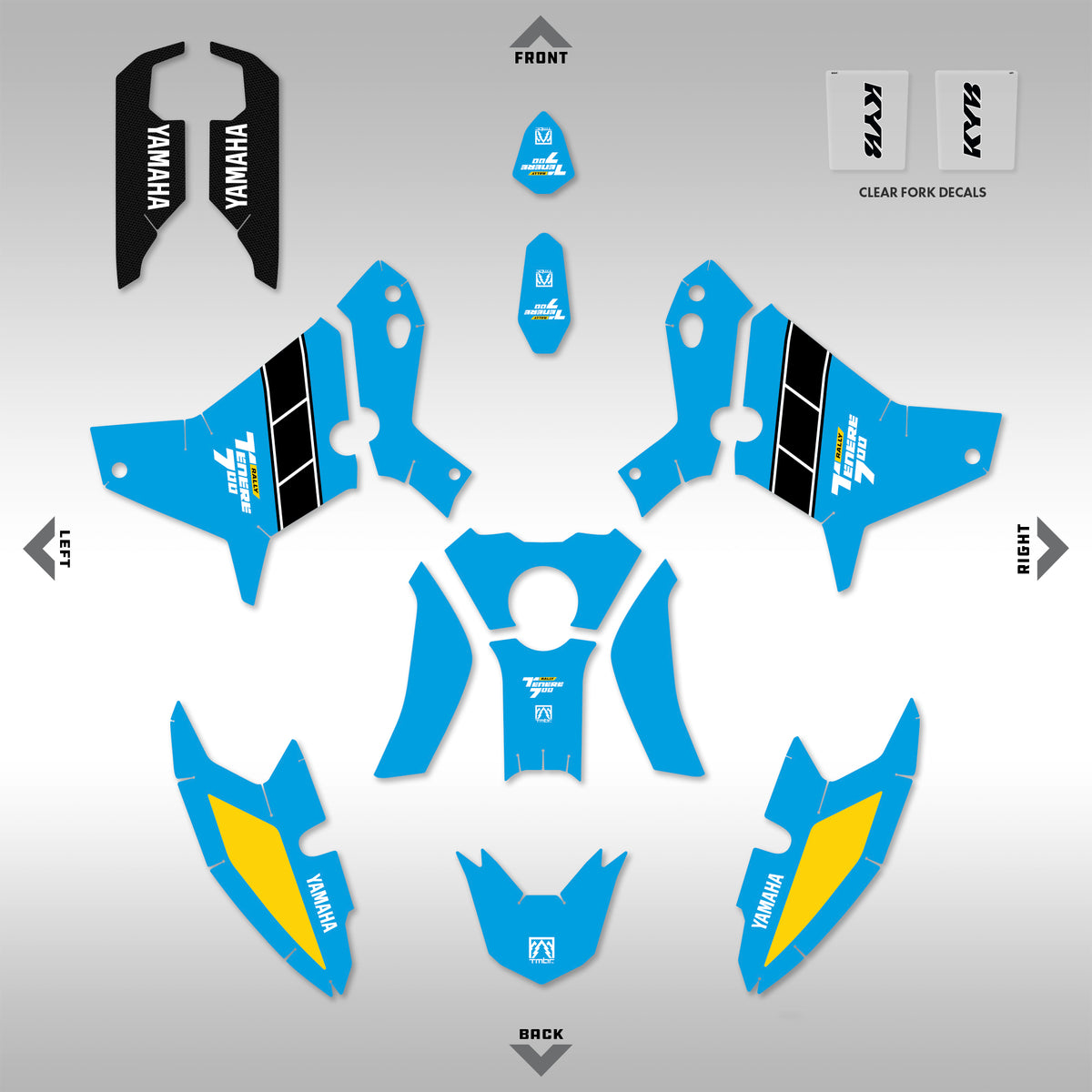 GRAPHICS KIT - 2025+ YAMAHA TENERE 700 - RALLY BLUE