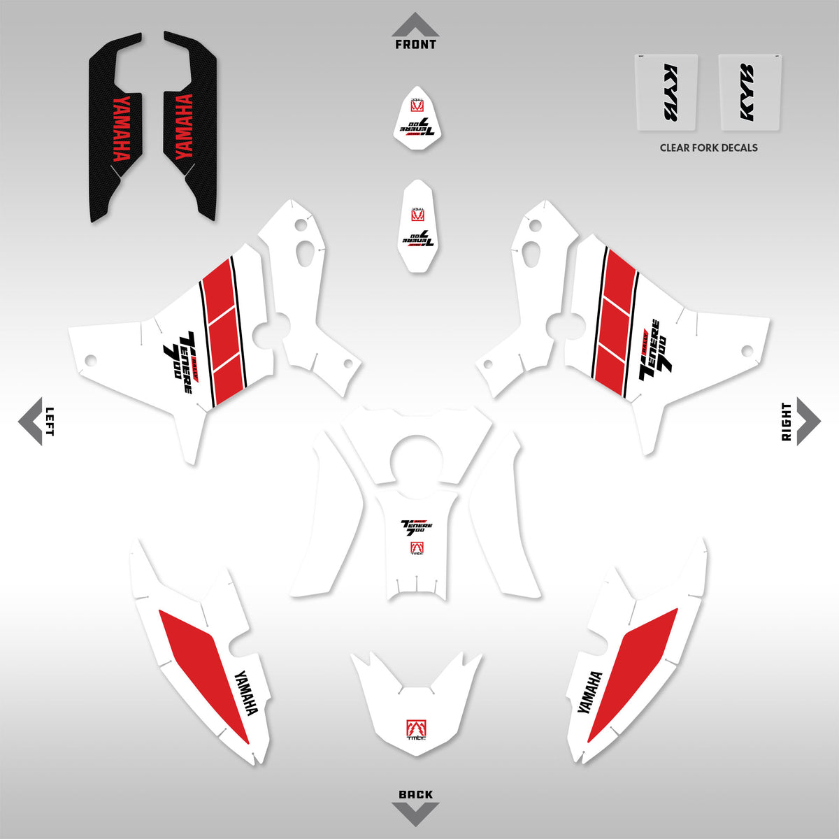 GRAPHICS KIT - 2025+ YAMAHA TENERE 700 - RALLY WHITE / RED