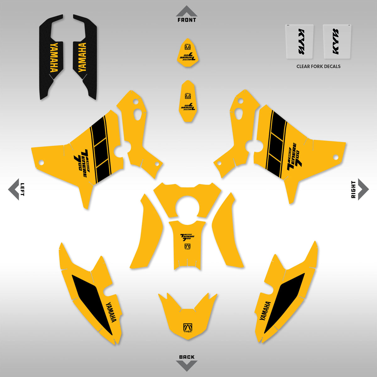 GRAPHICS KIT - 2025+ YAMAHA TENERE 700 - RALLY YELLOW