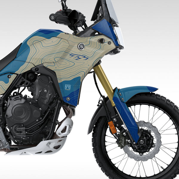 GRAPHICS KIT - 2025+ YAMAHA TENERE 700 - TAN / BLUE TOPO - TMBR MOTO