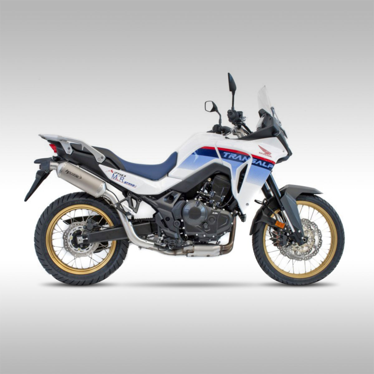 HP CORSE - RAW TI HIGH MOUNT SP-1 SHORT TITANIUM SLIP-ON - HONDA TRANSALP XL750