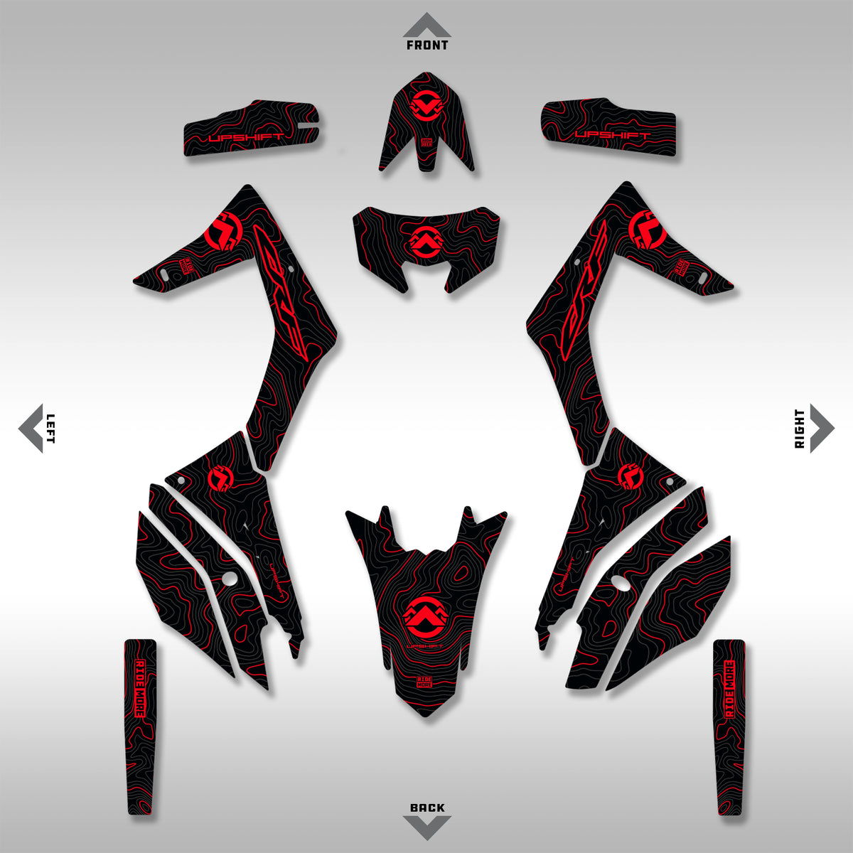 2019 - 2025 HONDA CRF450L / RL - BLACK/RED TOPO - GRAPHICS KIT