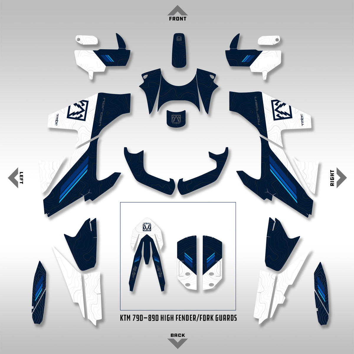 GRAPHICS KIT - 2022–2025 HUSQ NORDEN 901 - BLUE SPLIT TOPO