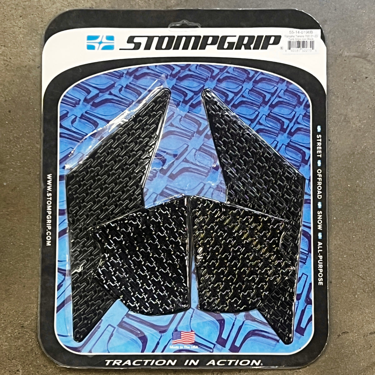 StompGrip - Black Icon Profile Traction Pad Tank Grips - Yamaha Tenere 700 - Garage Sale