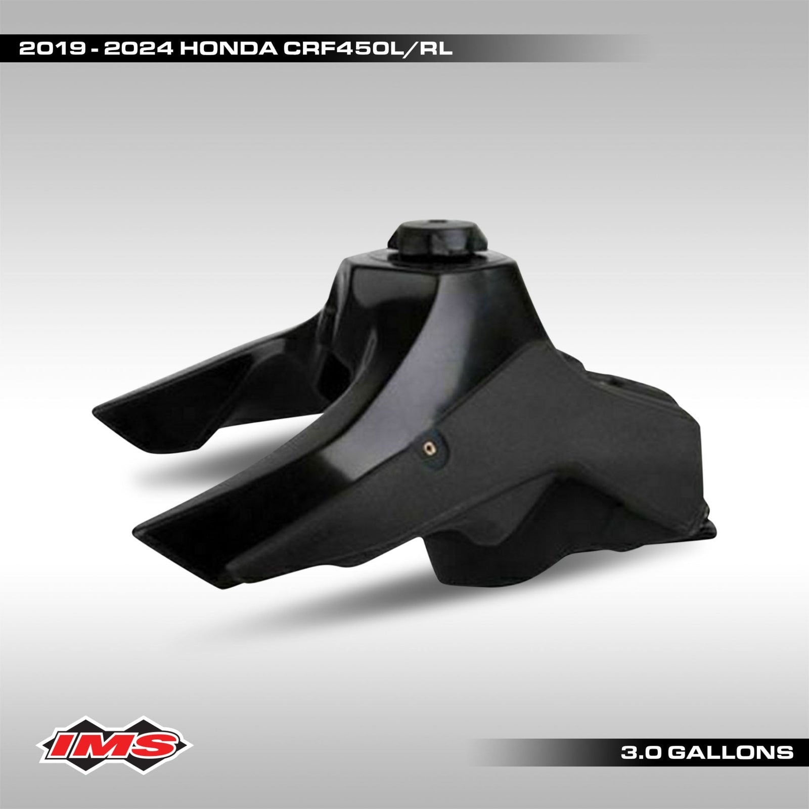 IMS 112255 3.0 gallon aftermarket fuel tank in natural translucent finish for Honda CRF450L and CRF450RL.