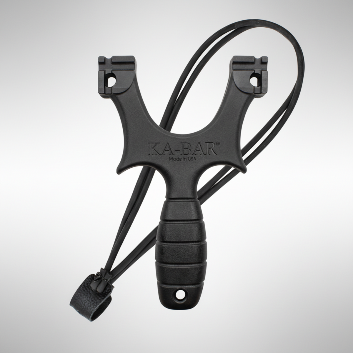 Black slingshot with 'KA-BAR' branding on a white background